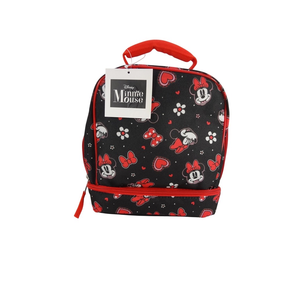 Disney Minnie Mouse Lunch Bag Black NEW Dual Compartment Insulated